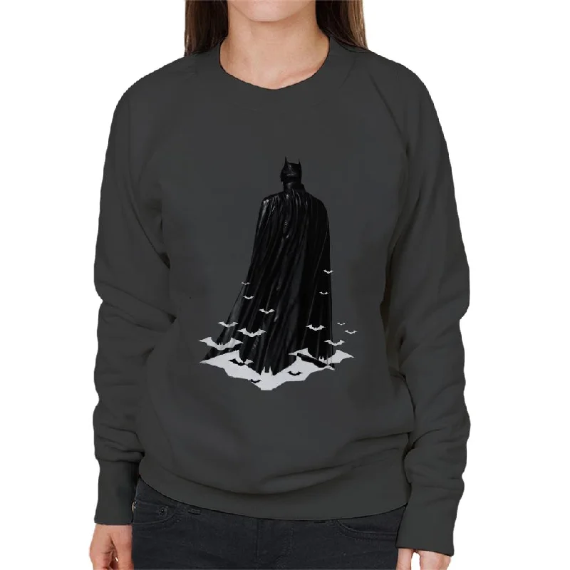 The Batman Cape White Bat Signals Women's Sweatshirt Hoodie with Thumb Holes Functional Cozy