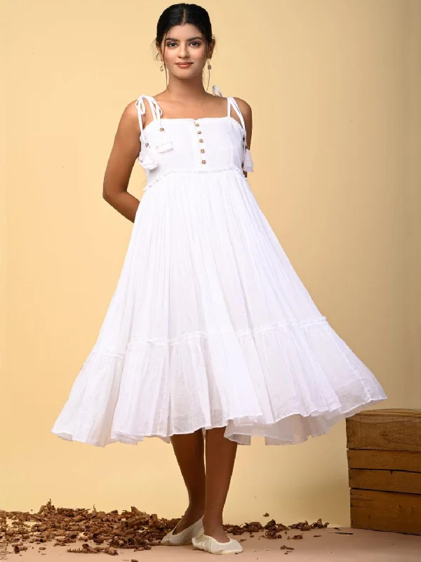 Snow Bells White Tiered Dress