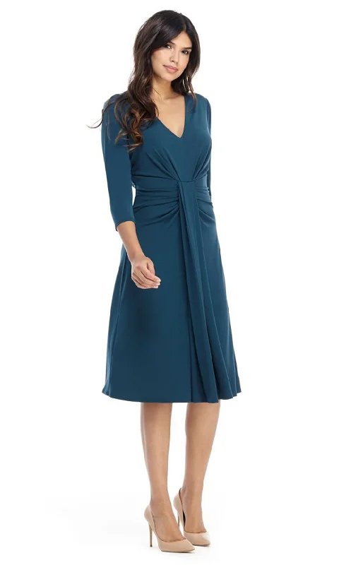 Maggy London - G4283MSC Draped Cascade Knee Length A-Line Dress