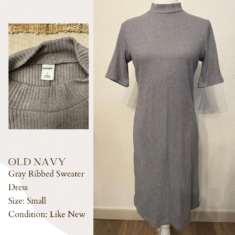 Old Navy Gray Ribbed Sweater Dress