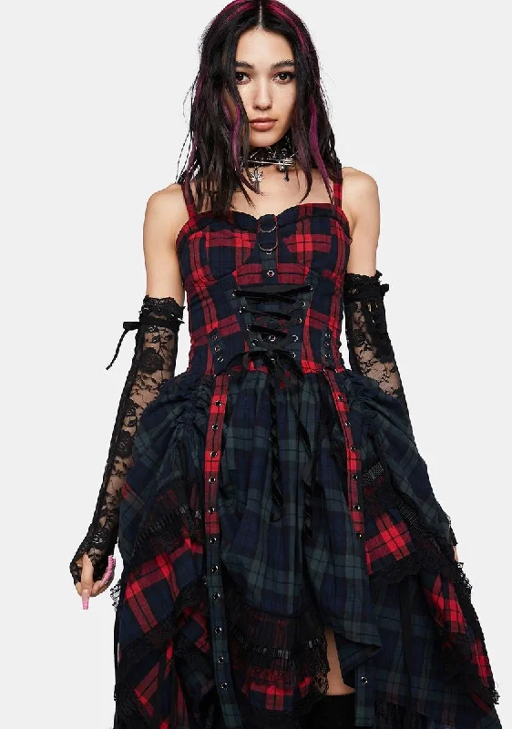 Pink Blue Plaid Dress