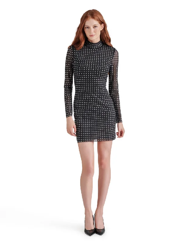 Steve Madden Krista Rhinestone Mini Dress Comfortable One-Shoulder Mini Dress