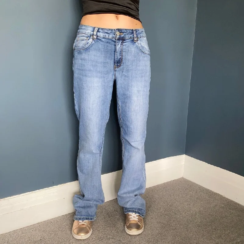 Miss Bonbon Boot Cut Jeans - 30W UK 8 Blue Cotton Classic Black Denim Jeans